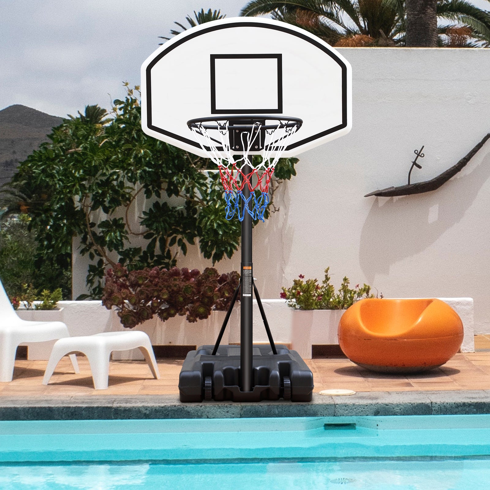 Portable Poolside Basketball Hoop Swimming Pool 3.1ft to 4.7ft Height-Adjustable Basketball System Goal Stand for Kids Doba